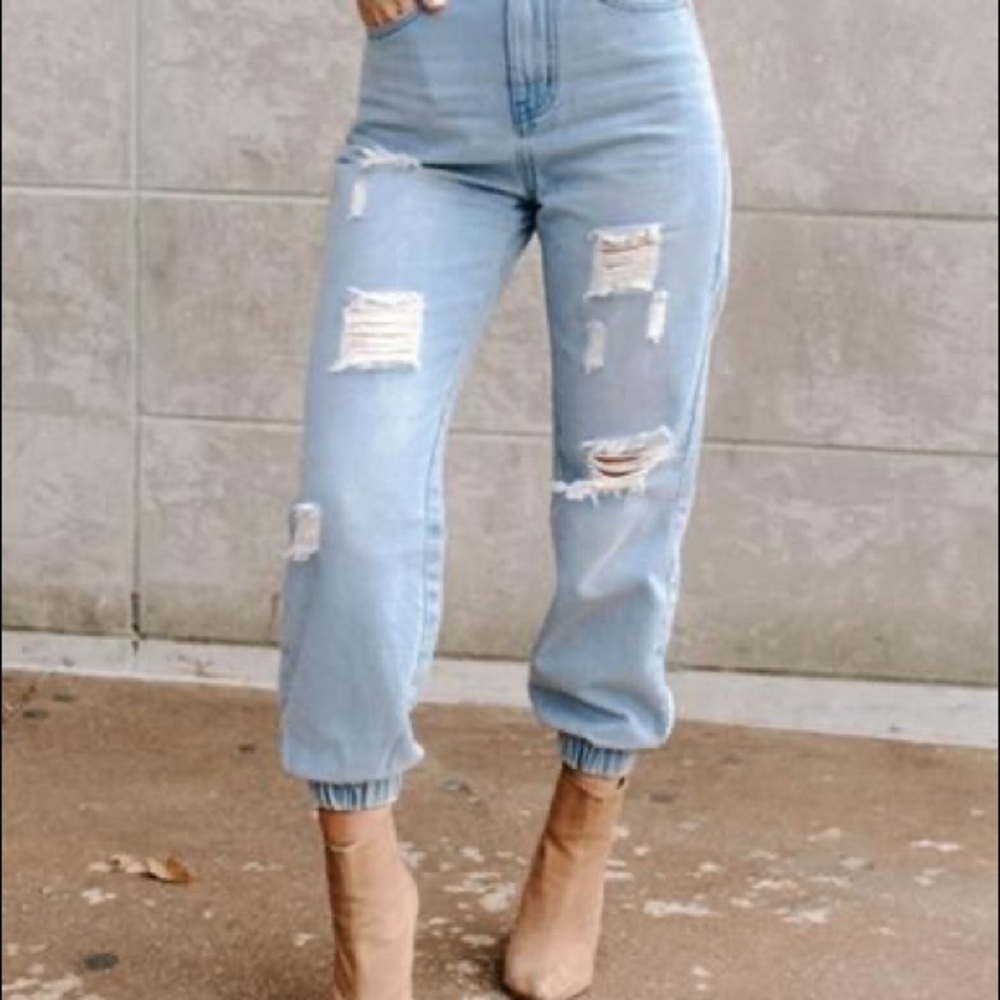 Kittenish Ansley Distressed Denim Joggers
